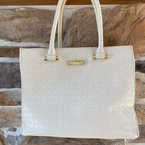 Purse - Tahari Brand - Cream Color - with embossed bow details